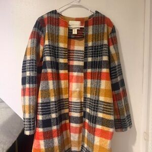 Colorful Plaid Long Sleeve Coat